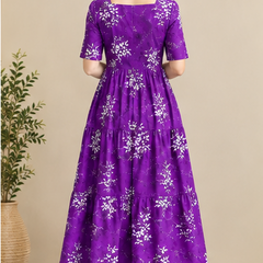 Women's Black Floral Printed Fit & Flare Midi Dress
