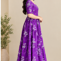 Women's Black Floral Printed Fit & Flare Midi Dress