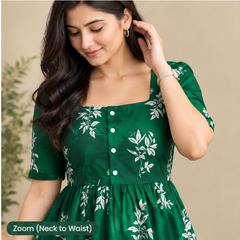 Women's Black Floral Printed Fit & Flare Midi Dress