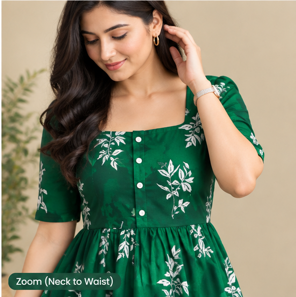 Women's Black Floral Printed Fit & Flare Midi Dress