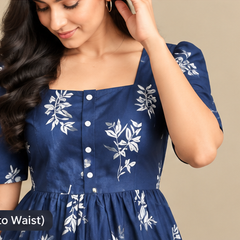 Women's Black Floral Printed Fit & Flare Midi Dress
