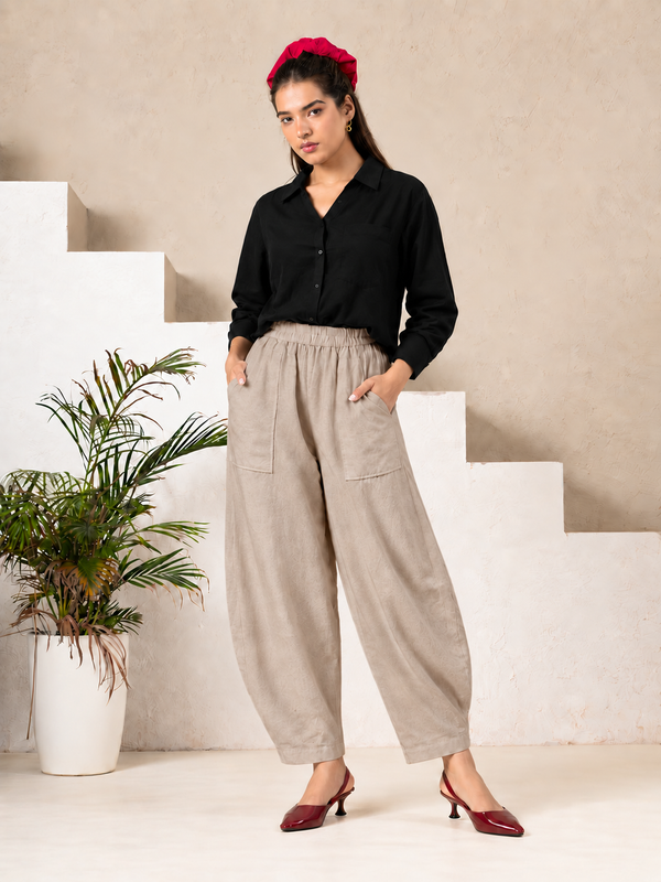 Women Cotton Balloon Fit Pants