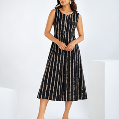 Largish Stylish women’s striped A-line Cotton Dress