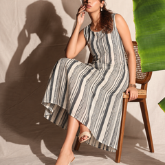 Largish Stylish women’s striped A-line Cotton Dress