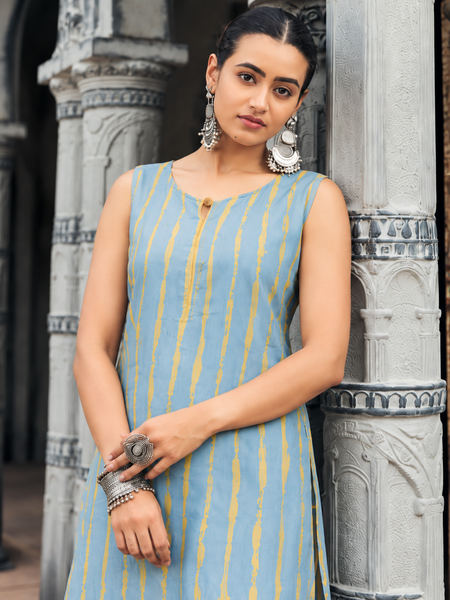 Largish Stylish women’s striped A-line Cotton dress