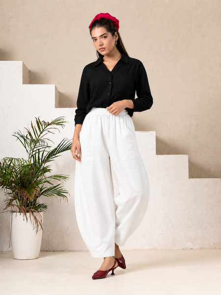 Women Cotton Balloon Fit Pants