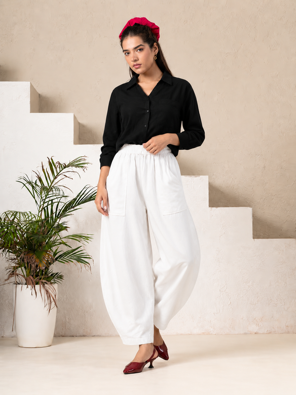 Women Cotton Balloon Fit Pants