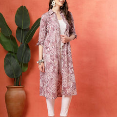 Largish Women's Western Purple Cotton Printed Shrug