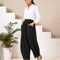 Women Cotton Balloon Fit Pants