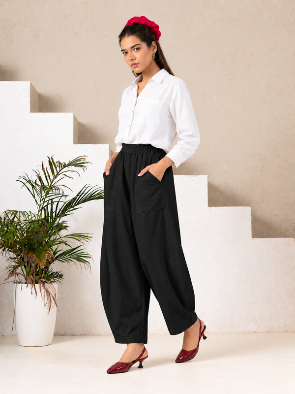 Women Cotton Balloon Fit Pants