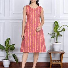 Largish Stylish women’s striped A-line Cotton Dress
