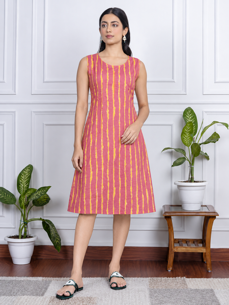 Largish Stylish women’s striped A-line Cotton Dress