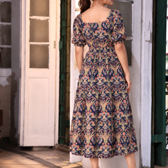 Largish Rayon floral print fit & flare dress