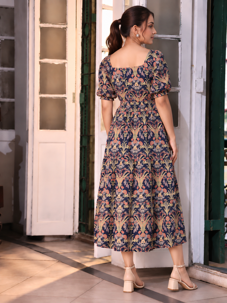 Largish Rayon floral print fit & flare dress