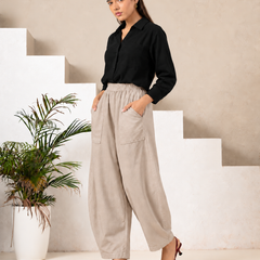 Women Cotton Balloon Fit Pants