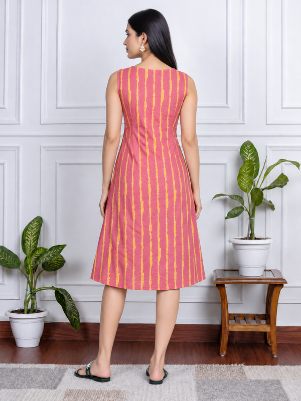 Largish Stylish women’s striped A-line Cotton Dress