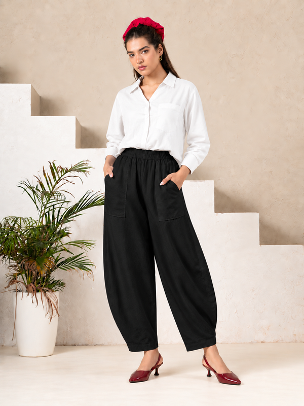 Women Cotton Balloon Fit Pants
