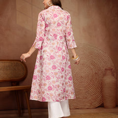 Largish Women's Floral Print Cotton Coat Collar Shrug