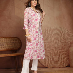 Largish Women's Floral Print Cotton Coat Collar Shrug