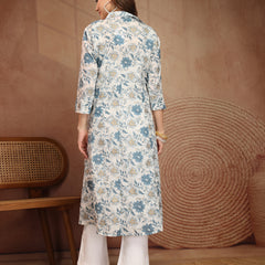 Largish Women's Floral Print Cotton Coat Collar Shrug