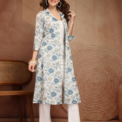 Largish Women's Floral Print Cotton Coat Collar Shrug