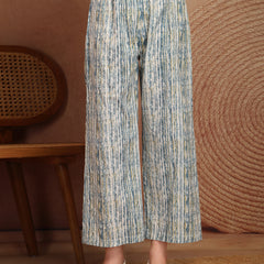 Largish Off white Floral Print Cotton Coat Collar Kurta With Printed Relax Fit Pant co ord set