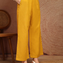 Women’s Yellow Wide-Leg Cotton Trousers