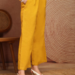 Women’s Yellow Wide-Leg Cotton Trousers