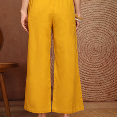 Women’s Yellow Wide-Leg Cotton Trousers