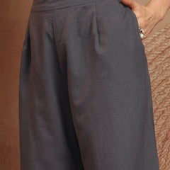 Women’s Grey Wide-Leg Cotton Trousers