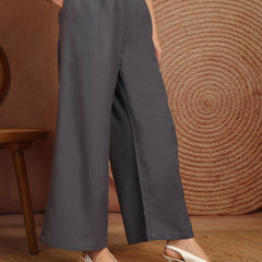 Women’s Grey Wide-Leg Cotton Trousers