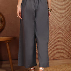 Women’s Grey Wide-Leg Cotton Trousers
