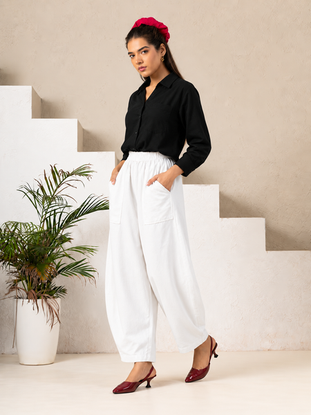 Women Cotton Balloon Fit Pants