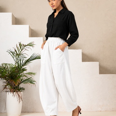 Women Cotton Balloon Fit Pants