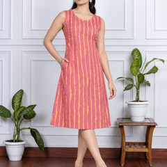 Largish Stylish women’s striped A-line Cotton Dress