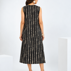 Largish Stylish women’s striped A-line Cotton Dress