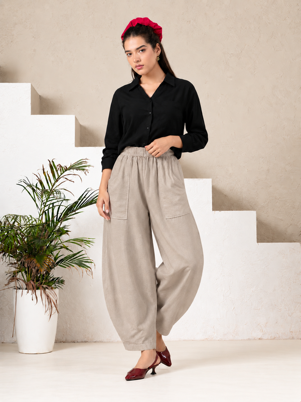Women Cotton Balloon Fit Pants