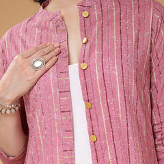 Largish Pink Cotton Foil Print Shrug