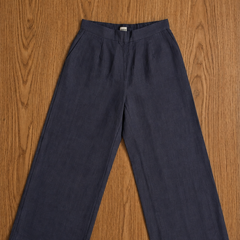 Women’s Grey Wide-Leg Cotton Trousers