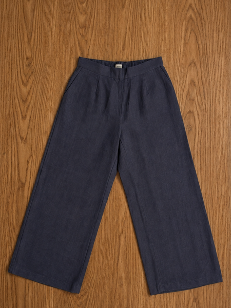 Women’s Grey Wide-Leg Cotton Trousers
