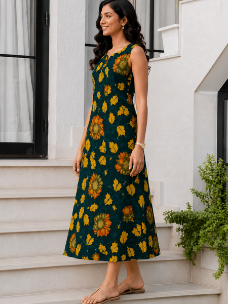 Largish Stylish A-line Cotton Dress for Womens