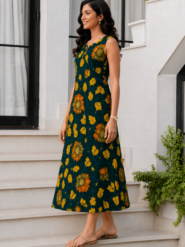 Largish Stylish A-line Cotton Dress for Womens