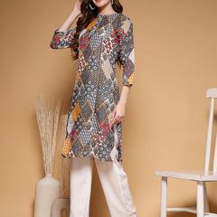 Largish Women's Multicolor Jaipuri Print Cotton Straight Kurta