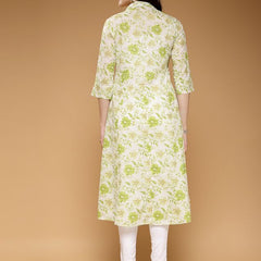 Largish Light Green Floral Print Cotton Coat Collar Shrug
