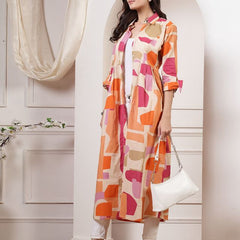 Largish orange Cotton Printed Shrug