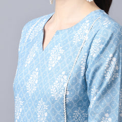 Largish Cotton Blue Booti Print Kurta