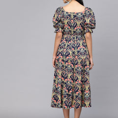 Largish Rayon floral print fit & flare dress