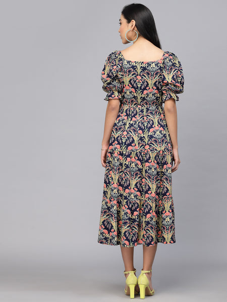 Largish Rayon floral print fit & flare dress