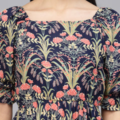 Largish Rayon floral print fit & flare dress