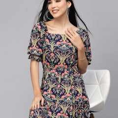 Largish Rayon floral print fit & flare dress